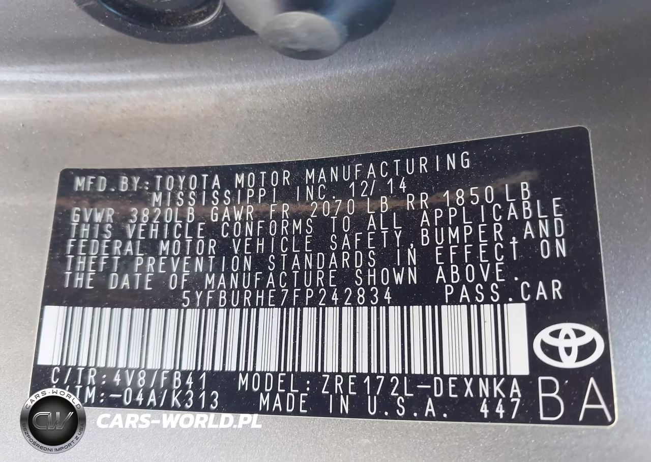 2015 Toyota Corolla Le VIN:5YFBURHE7FP242834 - 9
