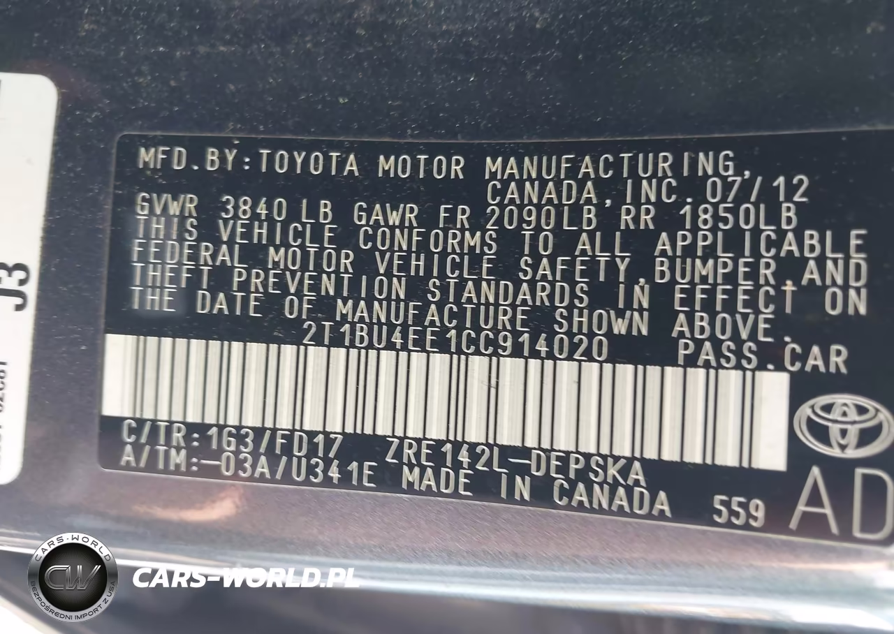 2012 Toyota Corolla S VIN:2T1BU4EE1CC914020 - 9