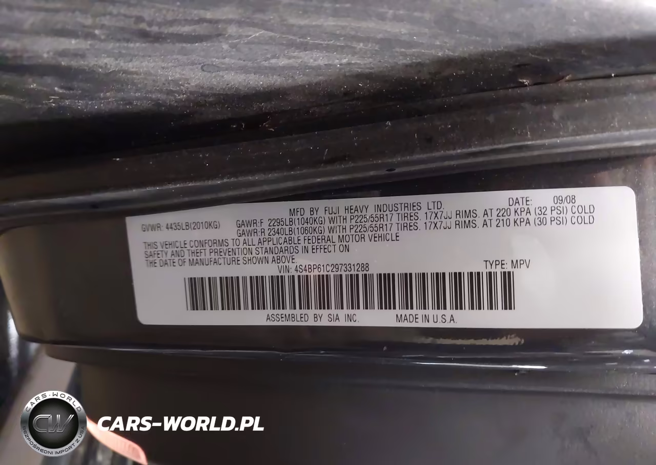 2009 Subaru Outback 2.5I VIN:4S4BP61C297331288 - 9