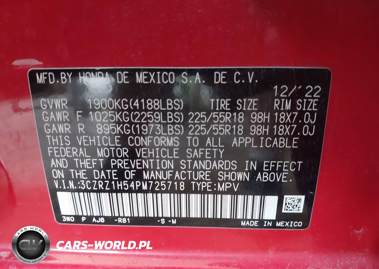 2023 Honda Hr-V 2Wd Sport VIN:3CZRZ1H54PM725718 - 9