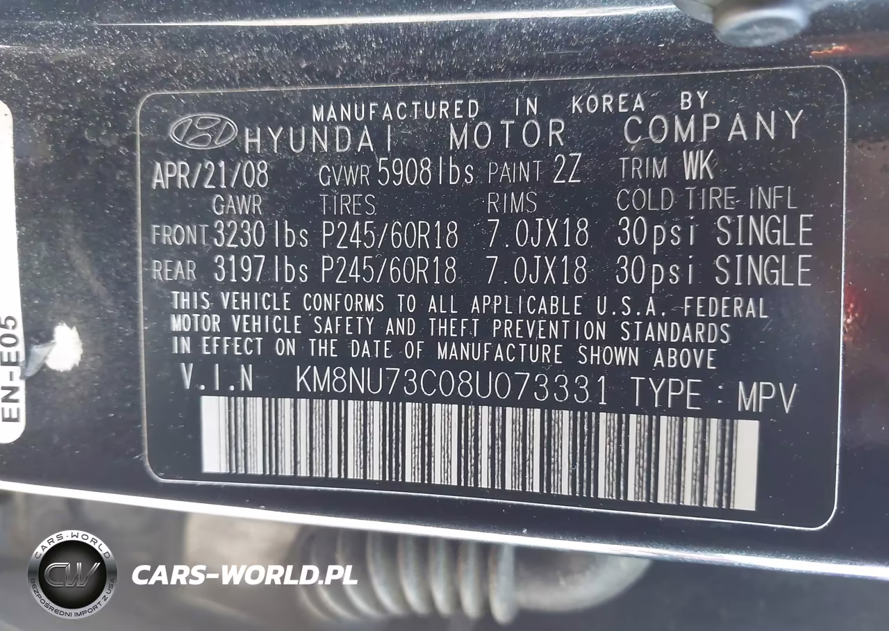 2008 Hyundai Veracruz Gls-Limited-Se VIN:KM8NU73C08U073331 - 9