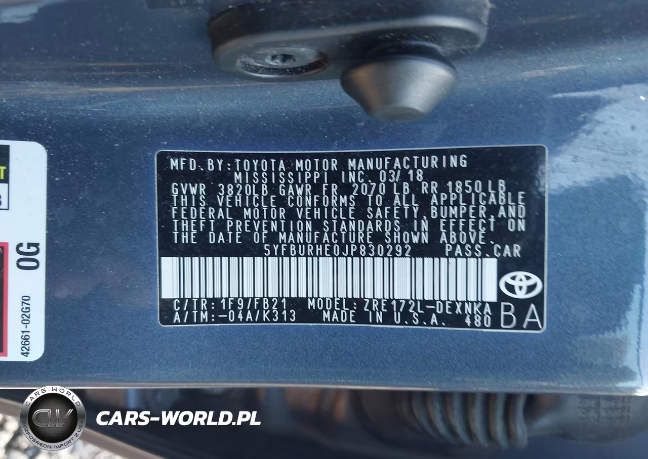 2018 Toyota Corolla Le VIN:5YFBURHE0JP830292 - 9