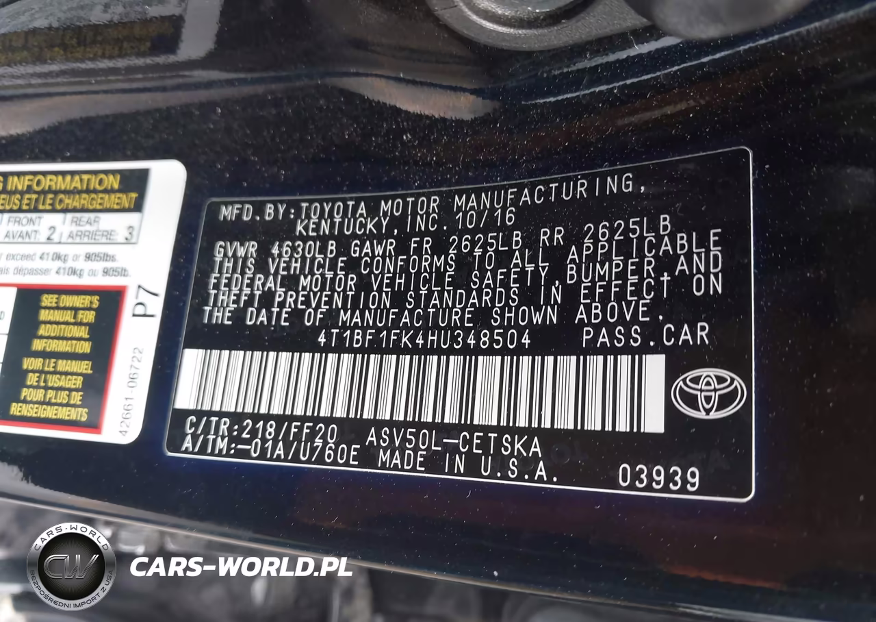 2017 Toyota Camry Se VIN:4T1BF1FK4HU348504 - 9
