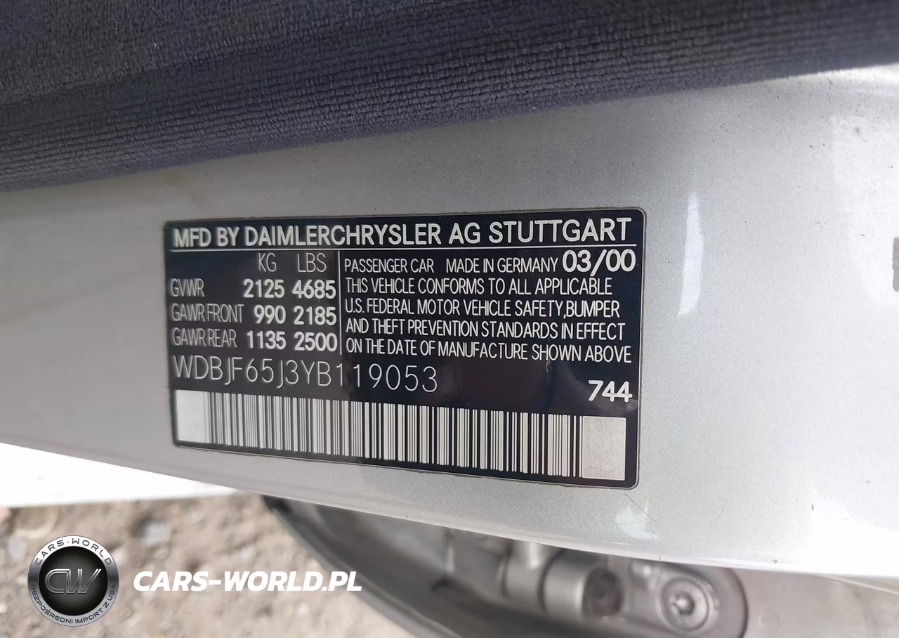 2000 Mercedes-Benz E 320 VIN:WDBJF65J3YB119053 - 9