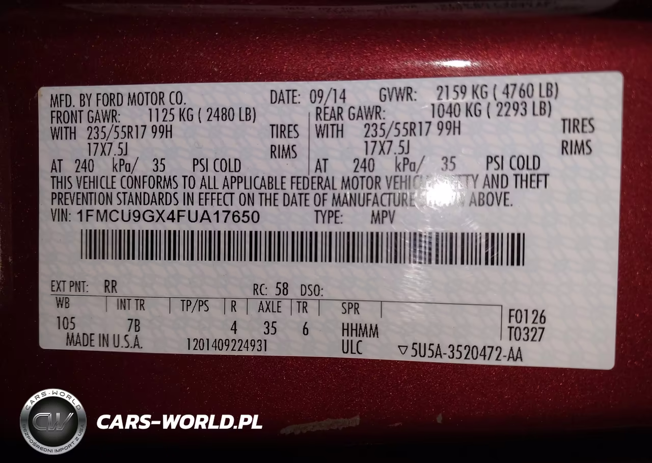 2015 Ford Escape Se VIN:1FMCU9GX4FUA17650 - 9