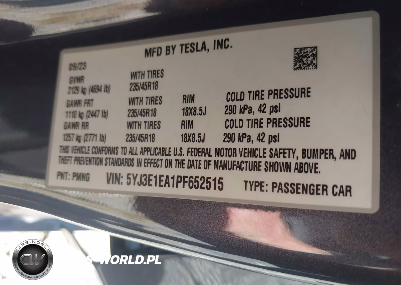 2023 Tesla Model 3 Rear-Wheel Drive VIN:5YJ3E1EA1PF652515 - 9