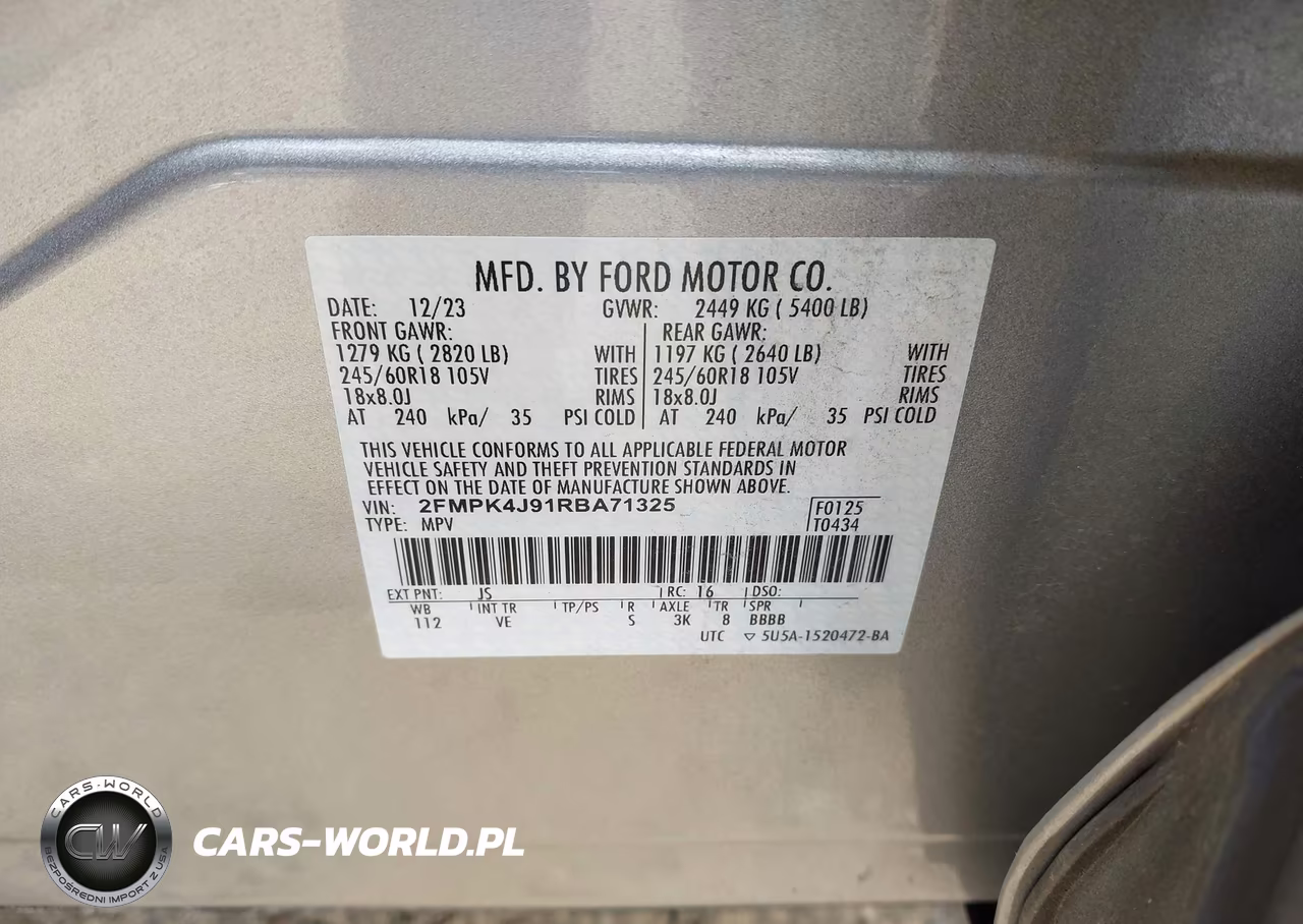 2024 Ford Edge Sel VIN:2FMPK4J91RBA71325 - 9