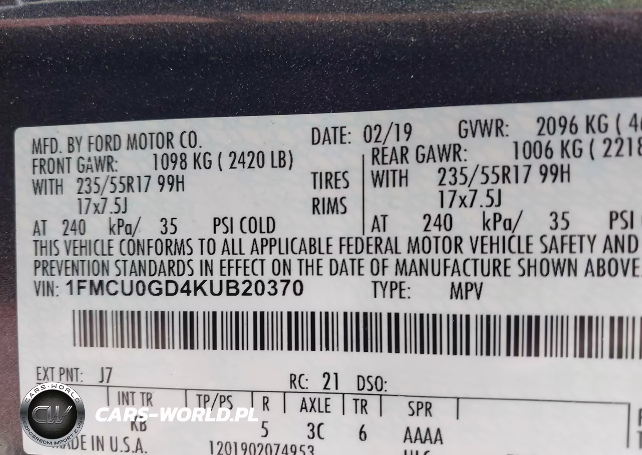 2019 Ford Escape Se VIN:1FMCU0GD4KUB20370 - 9