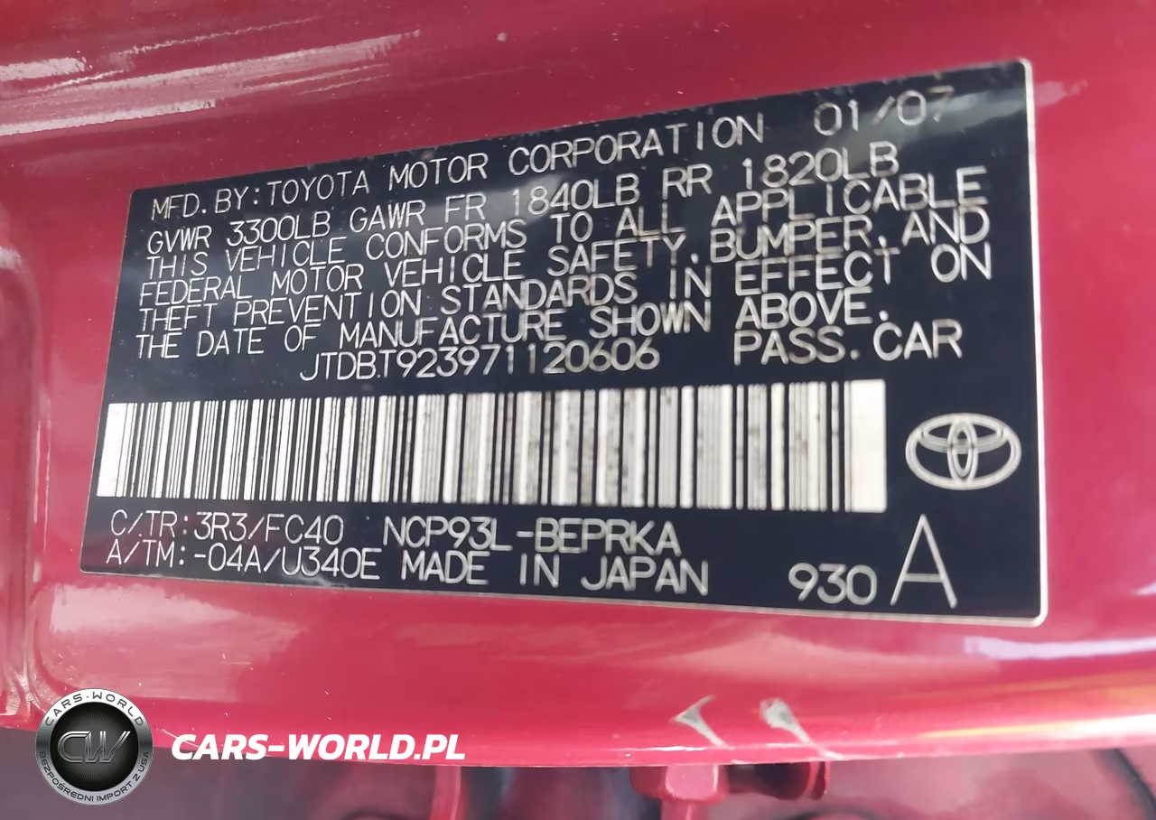 2007 Toyota Yaris S VIN:JTDBT923971120606 - 9
