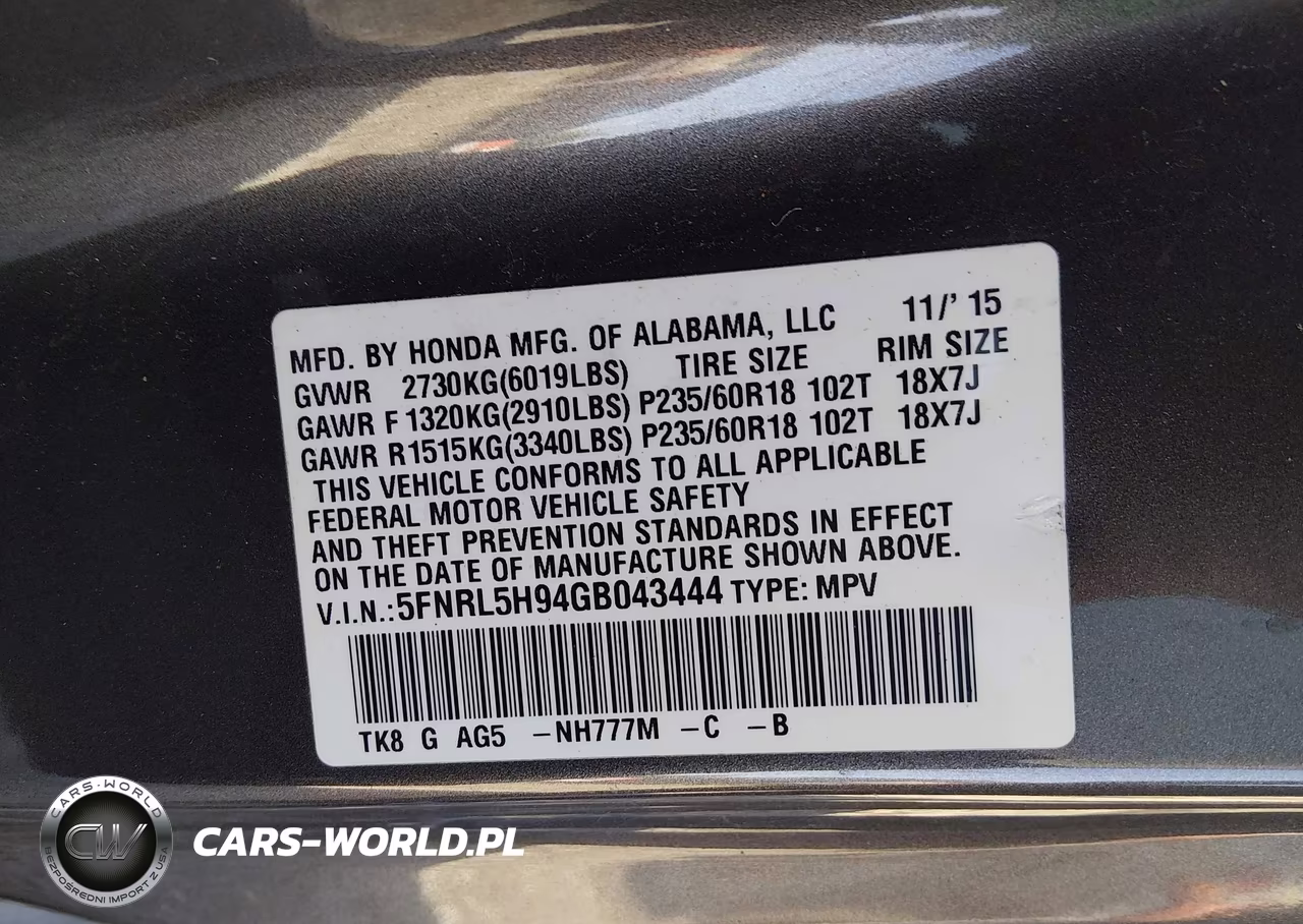 2016 Honda Odyssey Touring-Touring Elite VIN:5FNRL5H94GB043444 - 9