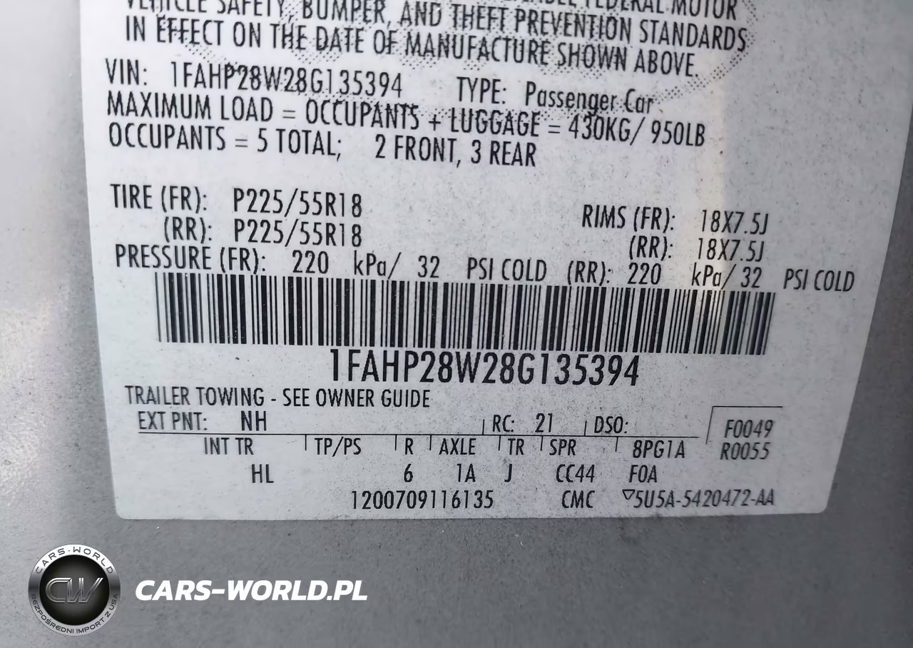 2008 Ford Taurus Limited VIN:1FAHP28W28G135394 - 9