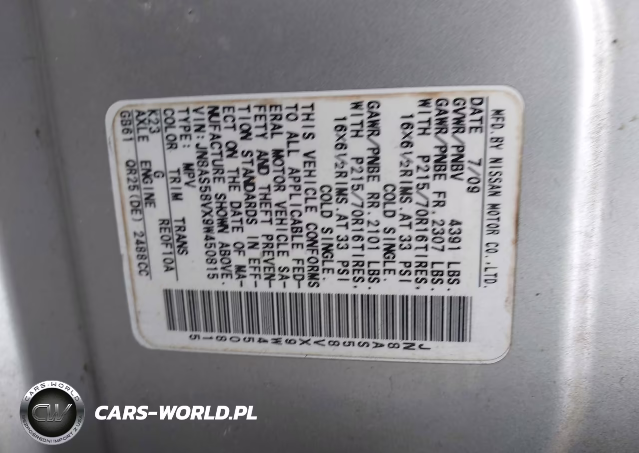 2009 Nissan Rogue S VIN:JN8AS58VX9W450815 - 9