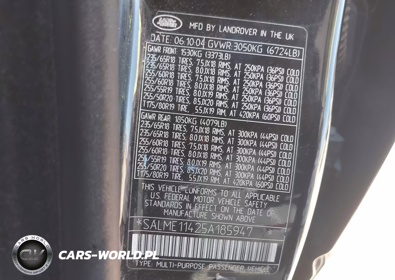 2005 Land Rover Range Rover Hse VIN:SALME11425A185947 - 9