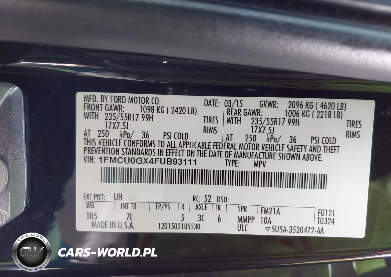2015 Ford Escape Se VIN:1FMCU0GX4FUB93111 - 9