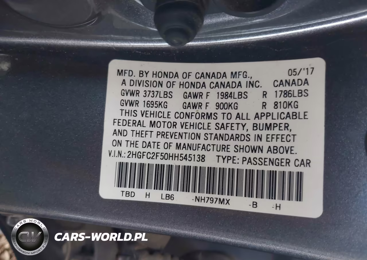2017 Honda Civic Lx VIN:2HGFC2F50HH545138 - 9