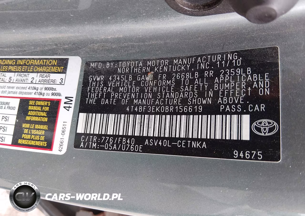 2011 Toyota Camry Le VIN:4T4BF3EK0BR156619 - 9