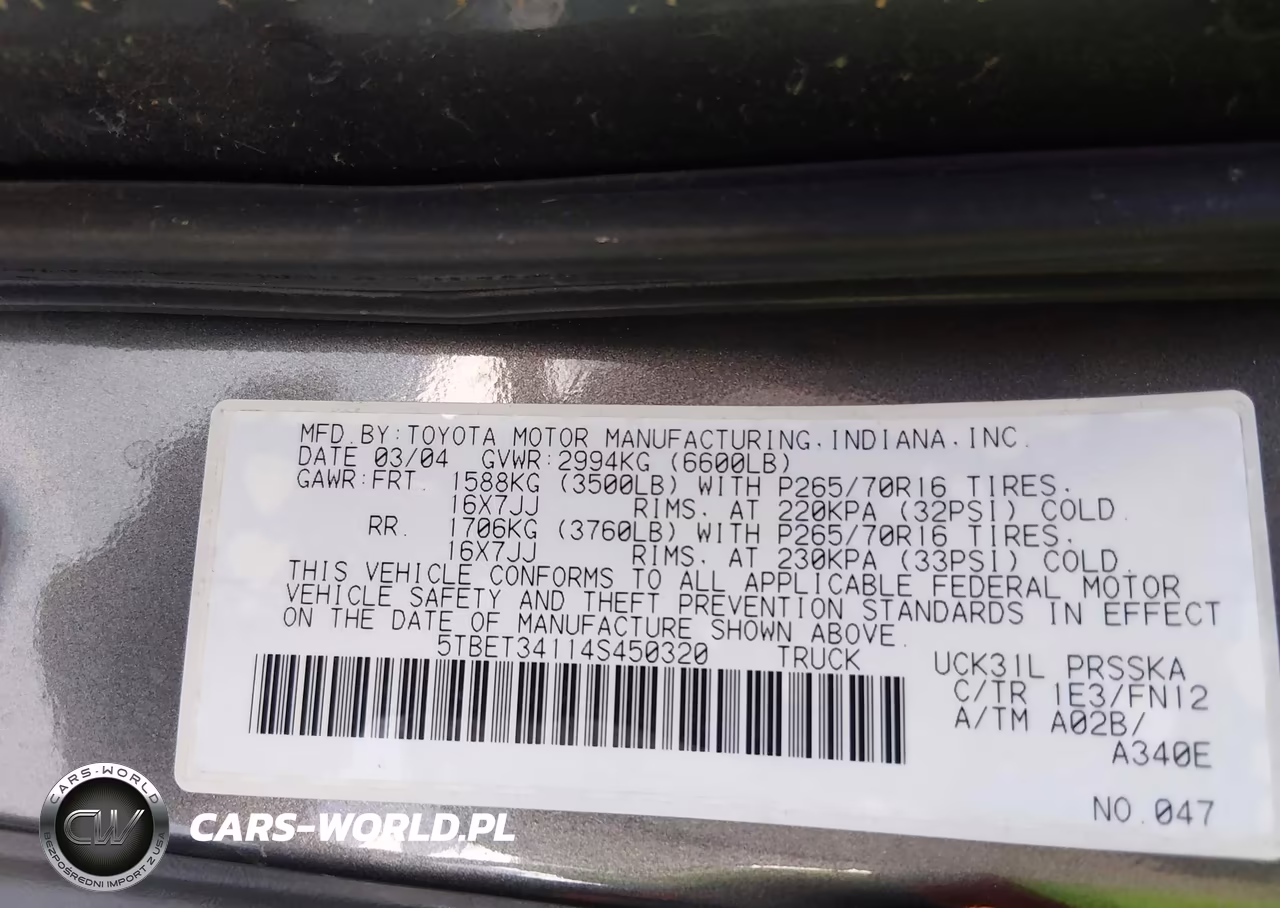 2004 Toyota Tundra Sr5 V8 VIN:5TBET34114S450320 - 9