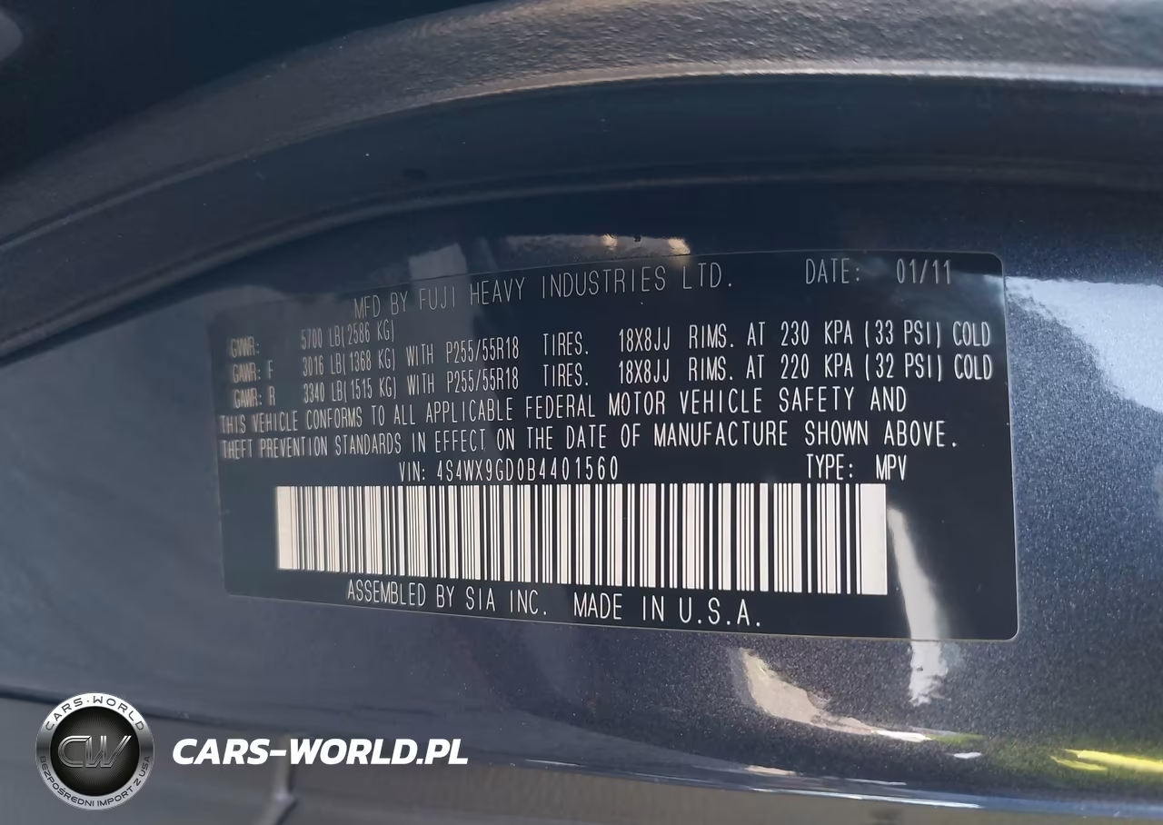 2011 Subaru Tribeca 3.6R Limited VIN:4S4WX9GD0B4401560 - 9