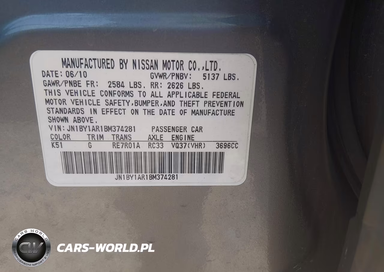 2011 Infiniti M37X VIN:JN1BY1AR1BM374281 - 9