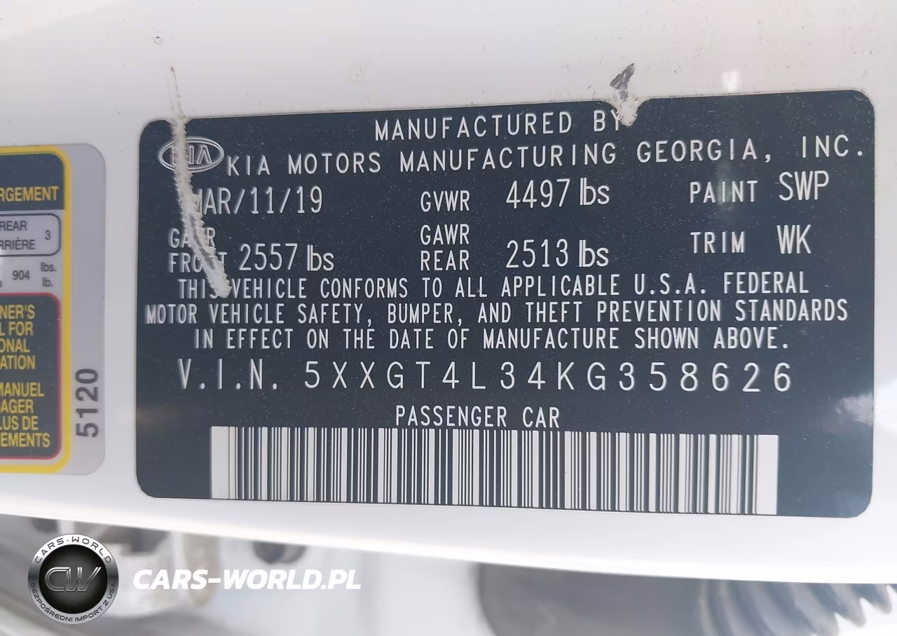 2019 Kia Optima Lx VIN:5XXGT4L34KG358626 - 9