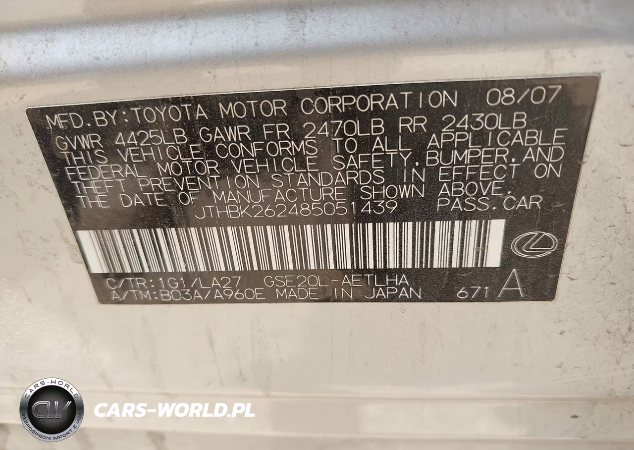 2008 Lexus Is 250 VIN:JTHBK262485051439 - 9