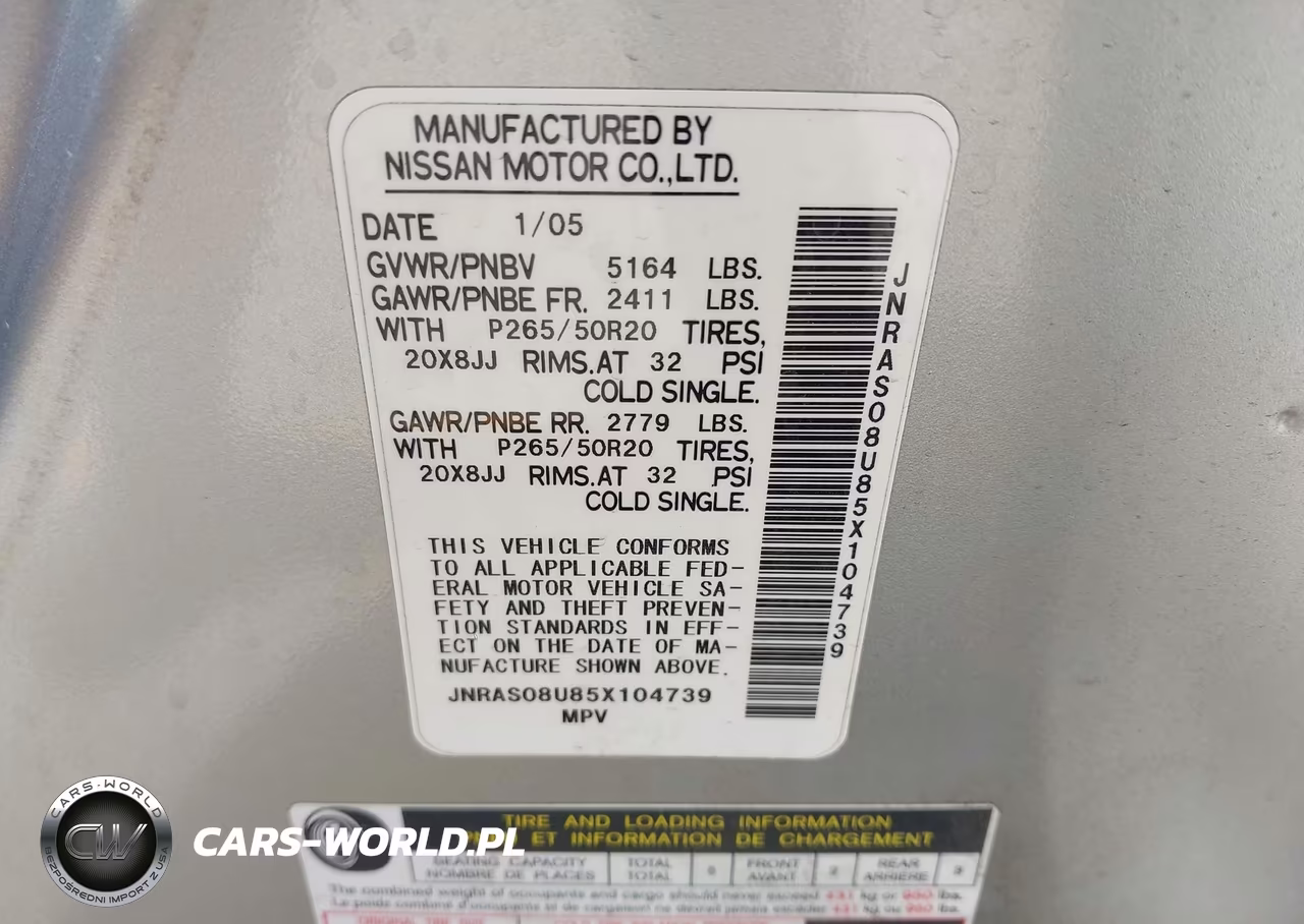 2005 Infiniti Fx35 VIN:JNRAS08U85X104739 - 9