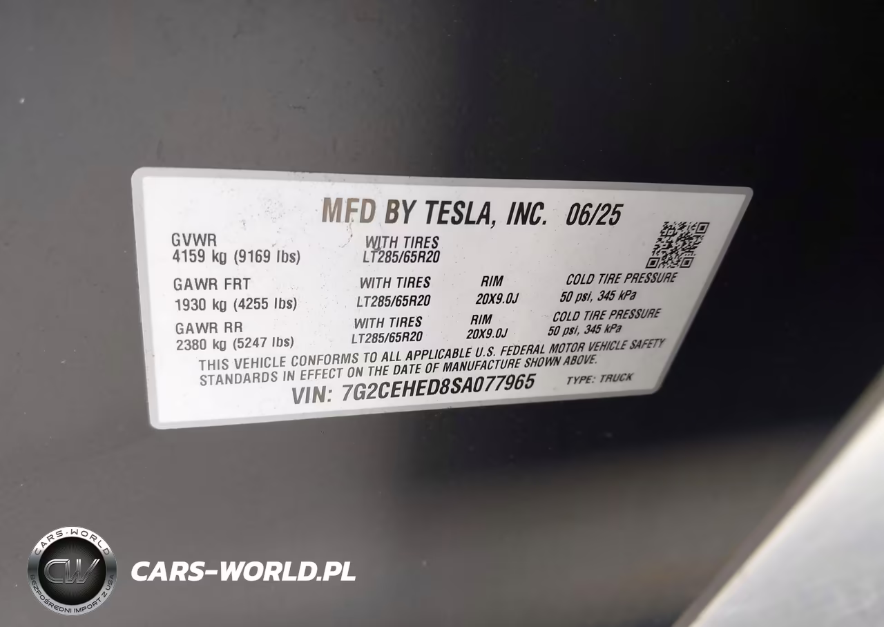 2025 Tesla Cybertruck All-Wheel Drive VIN:7G2CEHED8SA077965 - 9