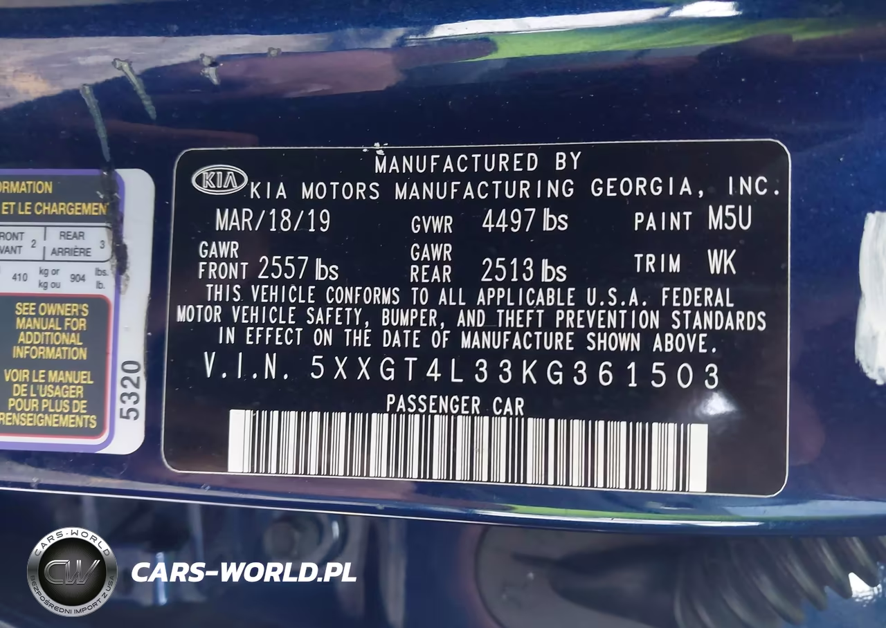 2019 Kia Optima S VIN:5XXGT4L33KG361503 - 9