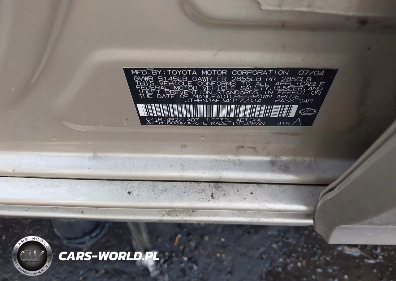 2004 Lexus Ls 430 VIN:JTHBN36F340172034 - 9