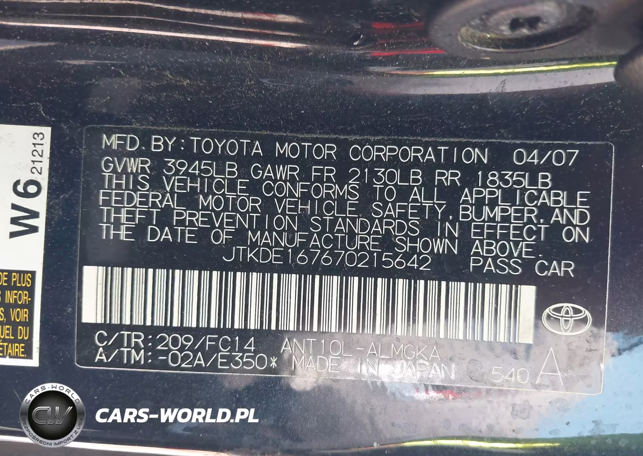 2007 Scion Tc VIN:JTKDE167670215642 - 9