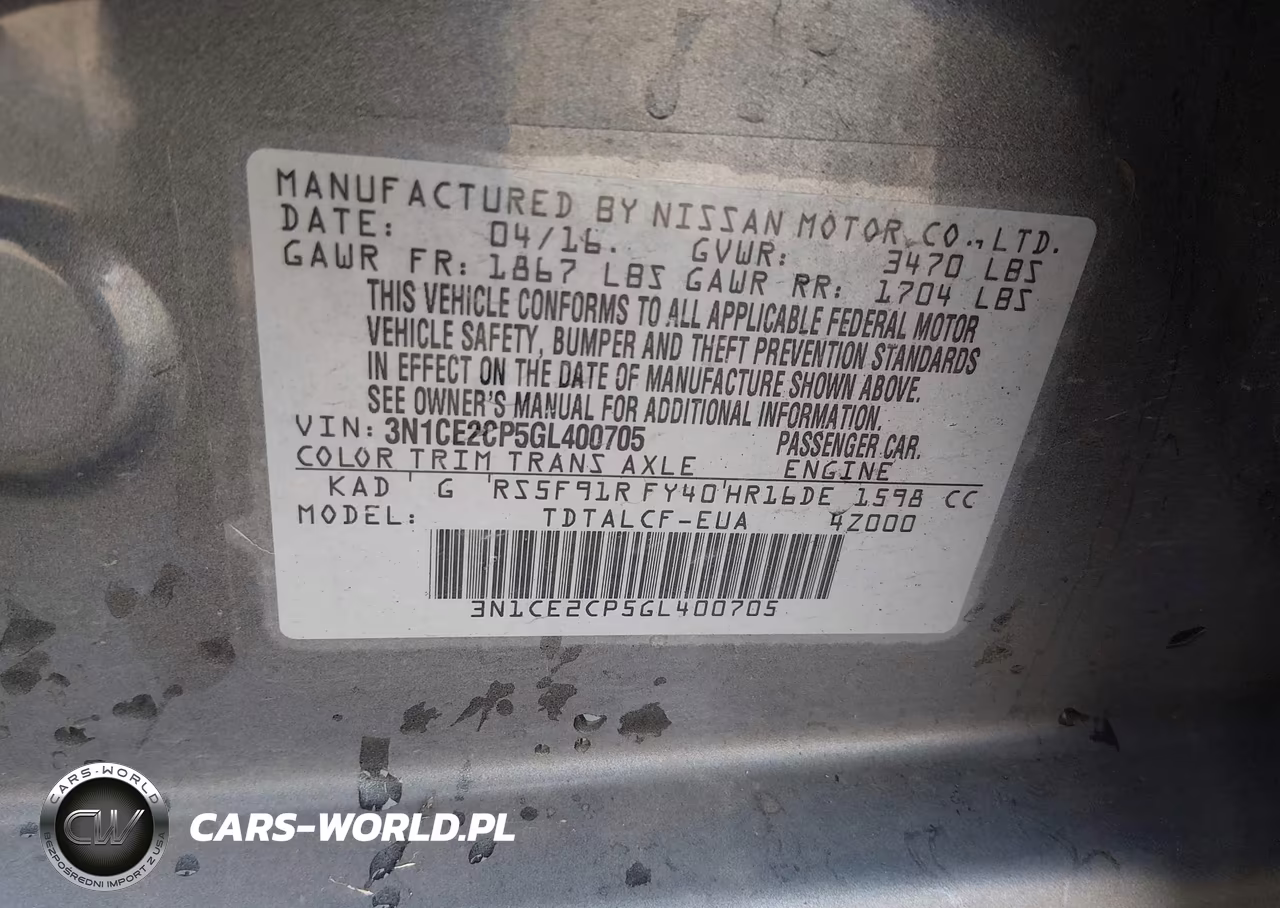 2016 Nissan Versa Note S (Sr) VIN:3N1CE2CP5GL400705 - 9