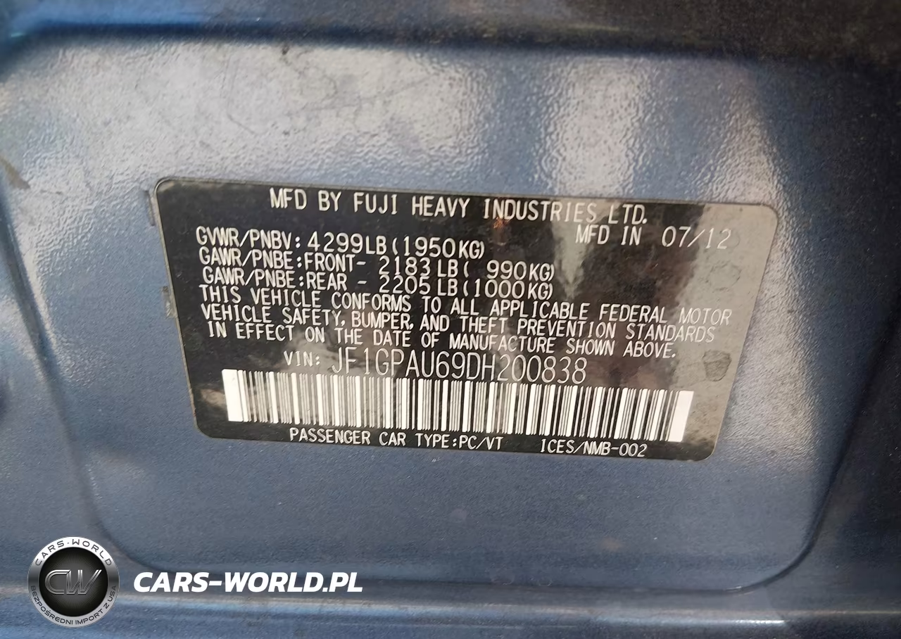 2013 Subaru Impreza 2.0I Sport Limited VIN:JF1GPAU69DH200838 - 9