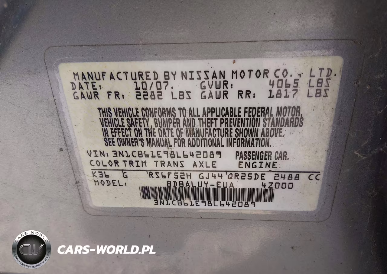 2008 Nissan Sentra Se-R Spec V VIN:3N1CB61E98L642089 - 8
