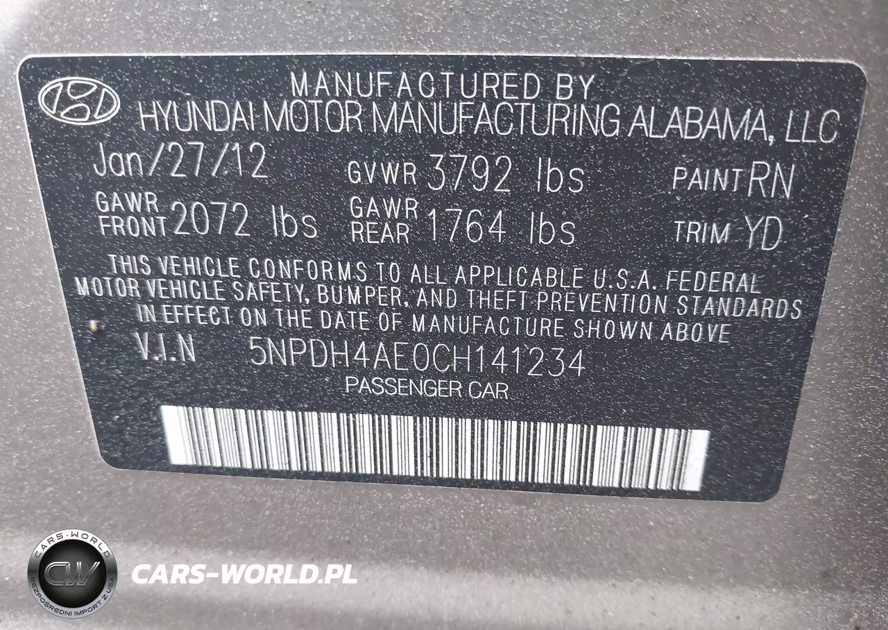 2012 Hyundai Elantra Gls VIN:5NPDH4AE0CH141234 - 9