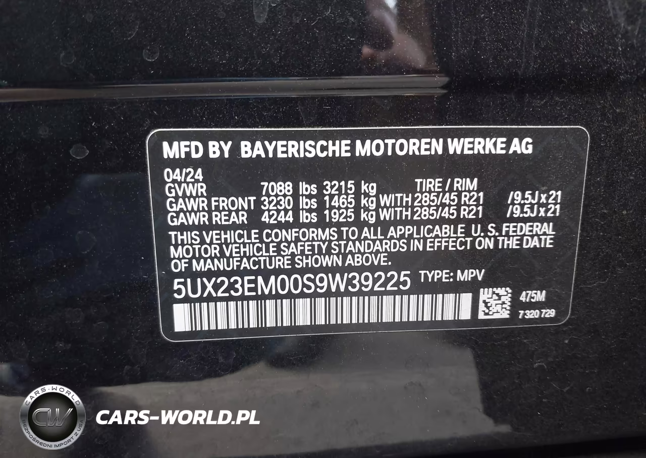 2025 BMW X7 xDrive40I VIN:5UX23EM00S9W39225 - 9