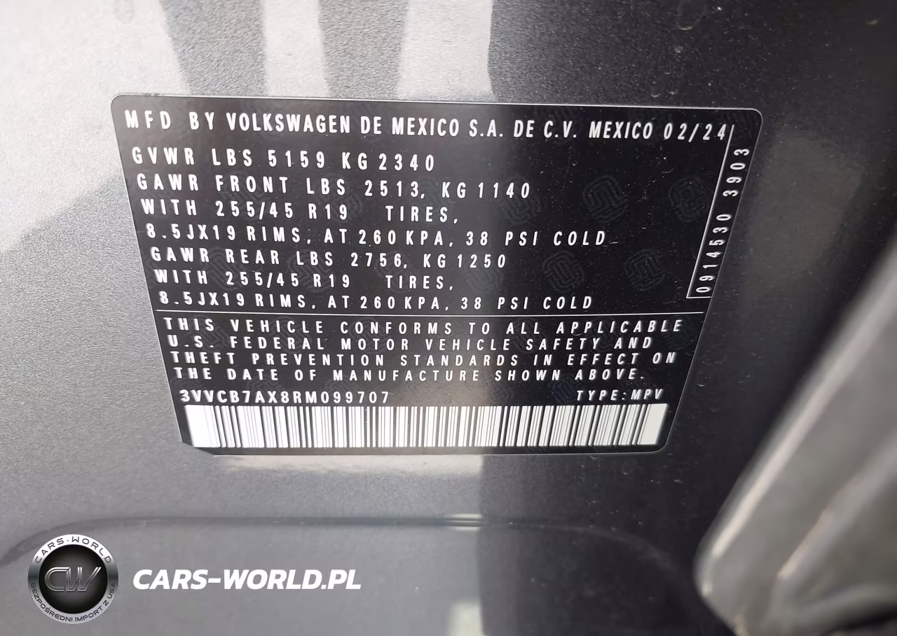 2024 Volkswagen Tiguan 2.0T Se R-Line Black VIN:3VVCB7AX8RM099707 - 9