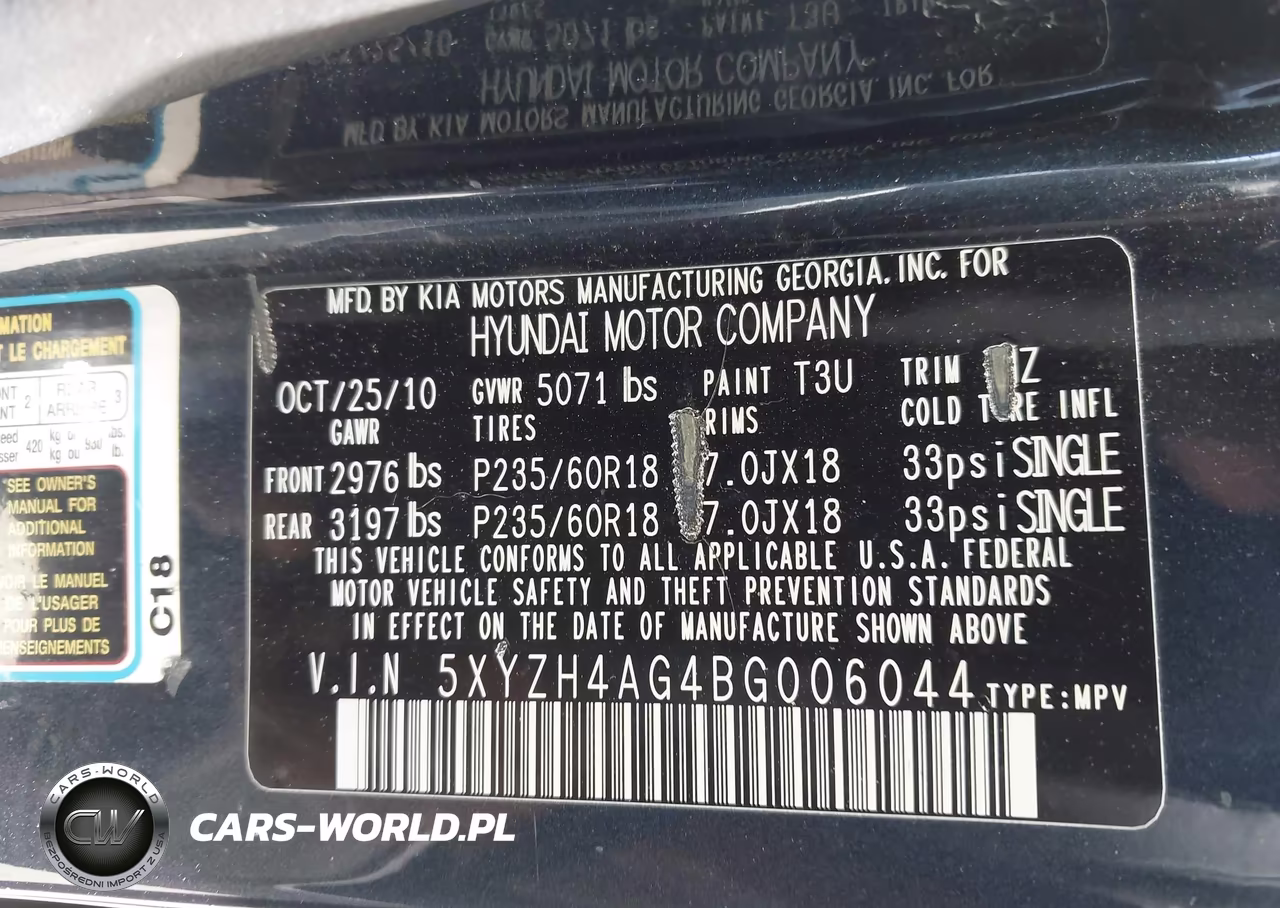 2011 Hyundai Santa Fe Se VIN:5XYZH4AG4BG006044 - 9