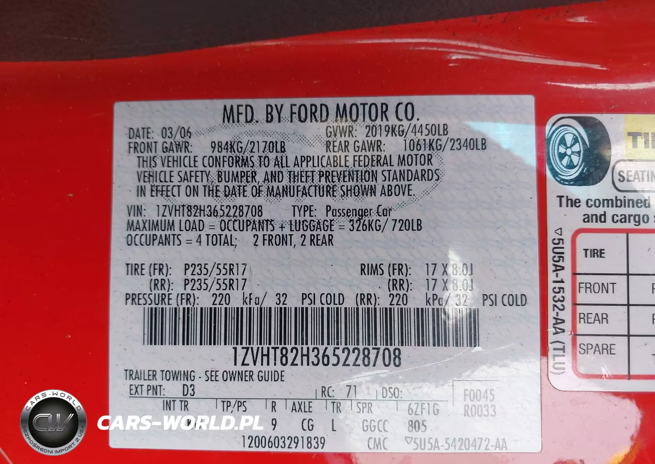 2006 Ford Mustang Gt VIN:1ZVHT82H365228708 - 9