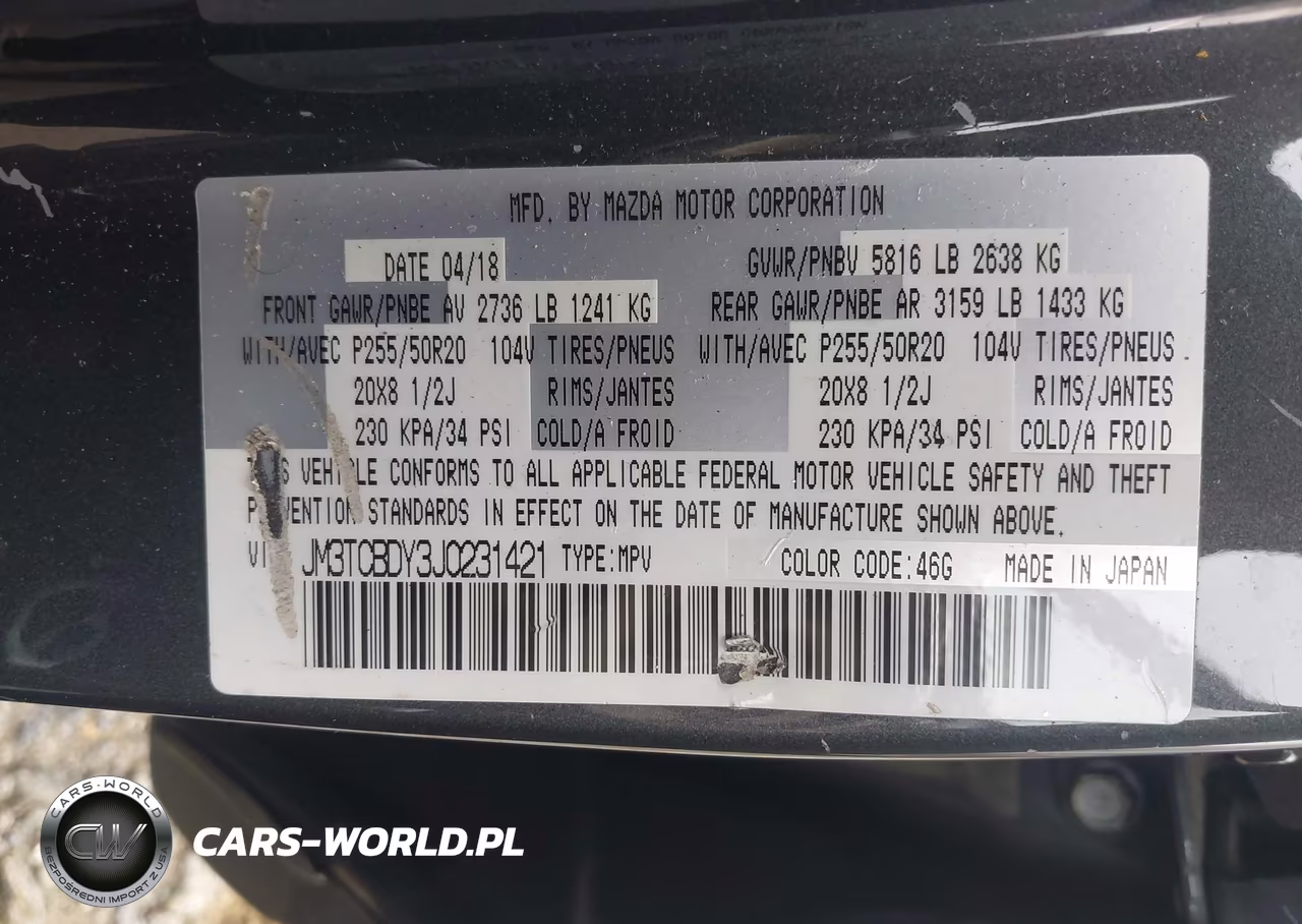 2018 Mazda Cx-9 Grand Touring VIN:JM3TCBDY3J0231421 - 9