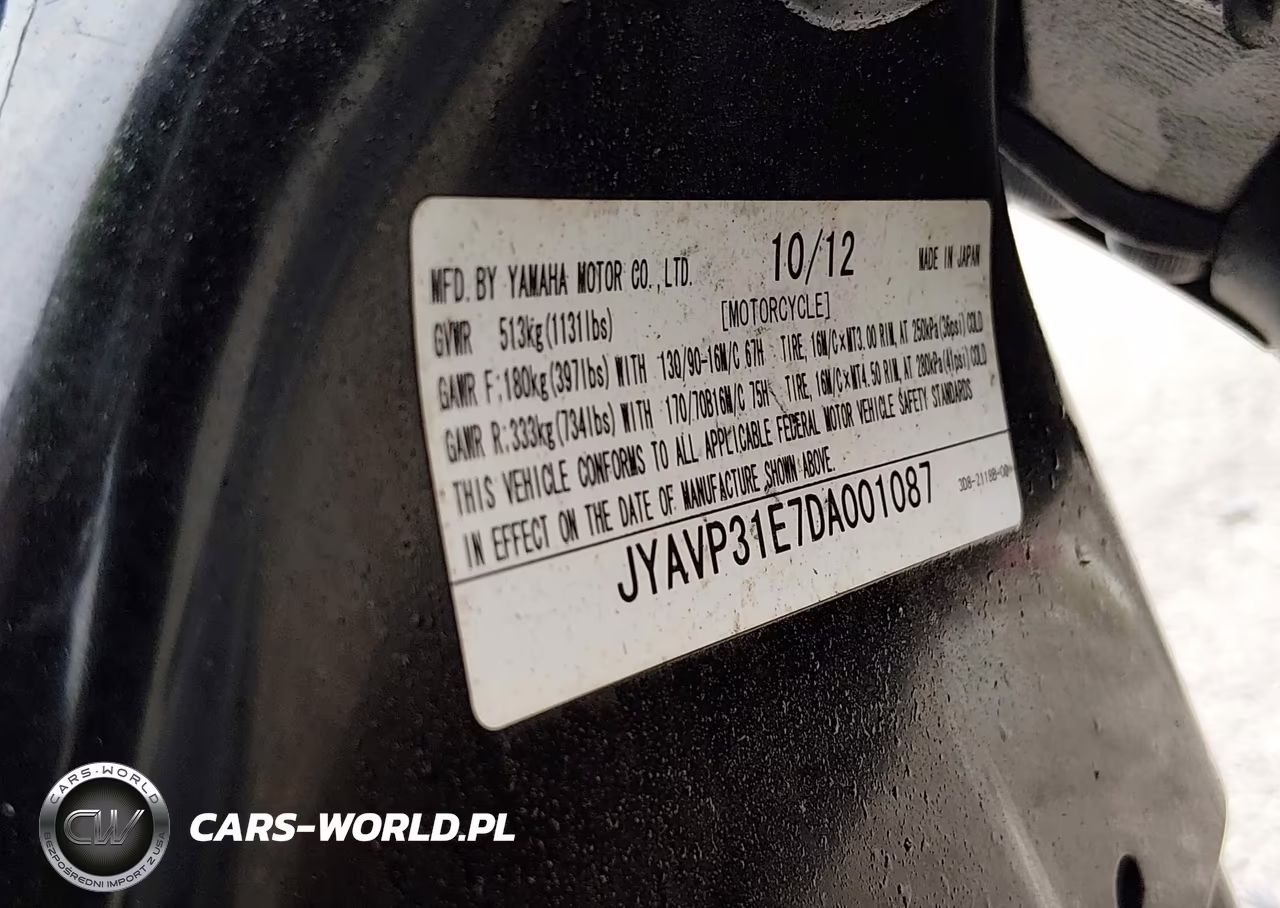 2013 Yamaha Xvs1300 A VIN:JYAVP31E7DA001087 - 10
