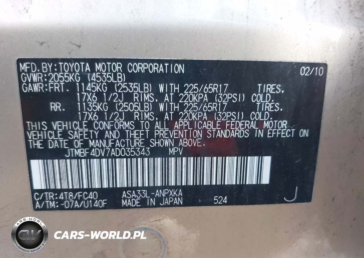 2010 Toyota Rav4 VIN:JTMBF4DV7AD035343 - 9