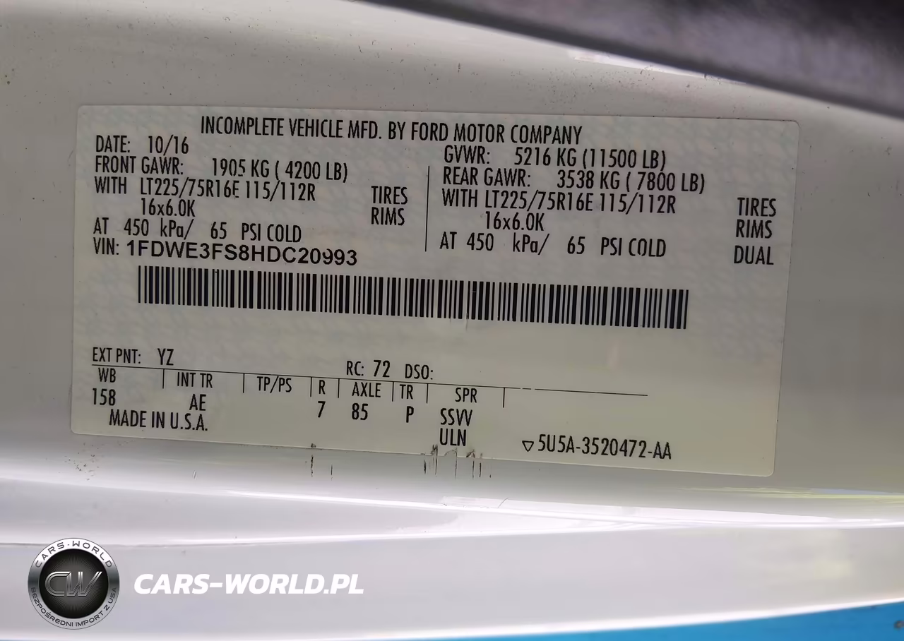2017 Ford E-350 Cutaway VIN:1FDWE3FS8HDC20993 - 9