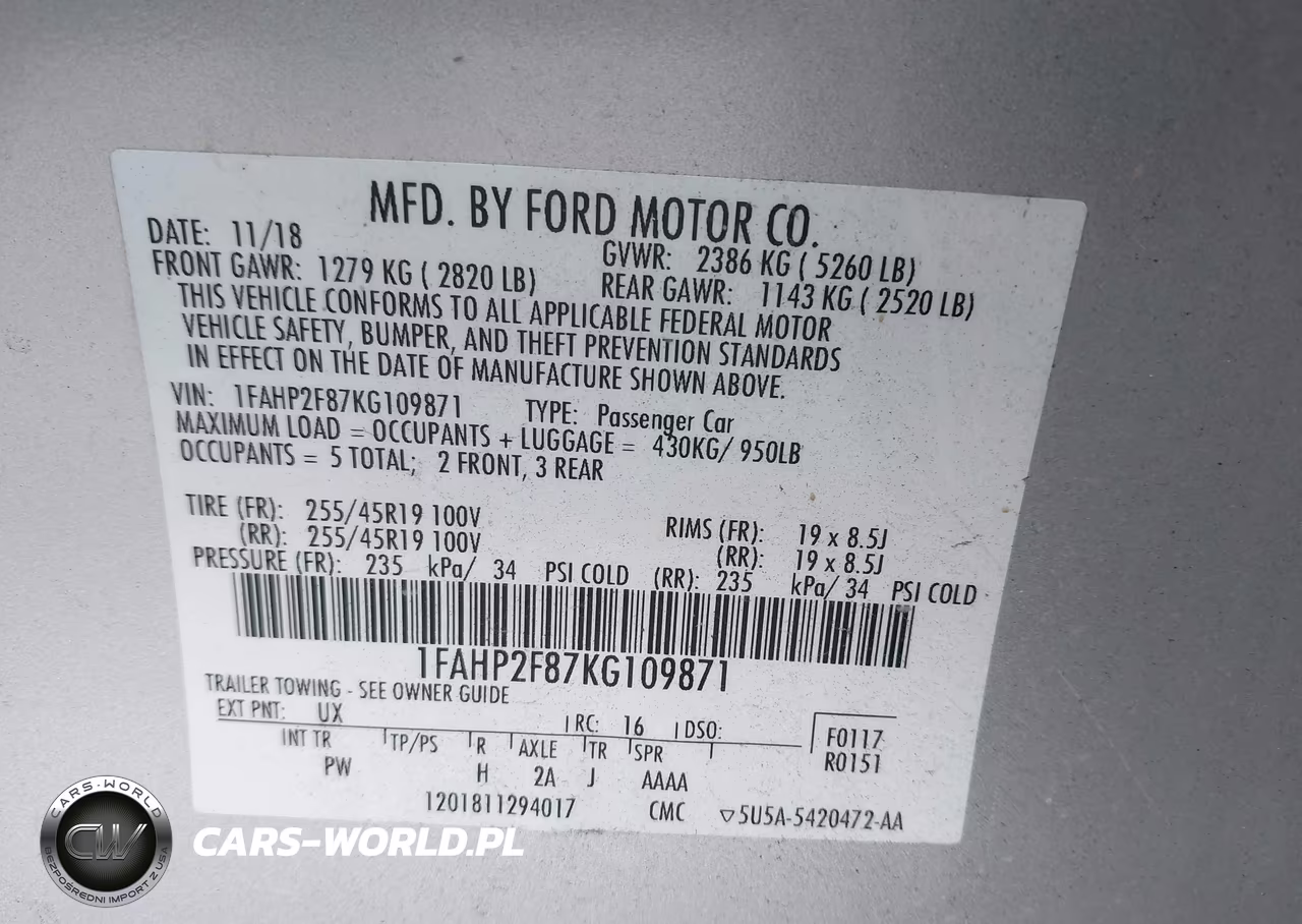 2019 Ford Taurus Limited VIN:1FAHP2F87KG109871 - 9