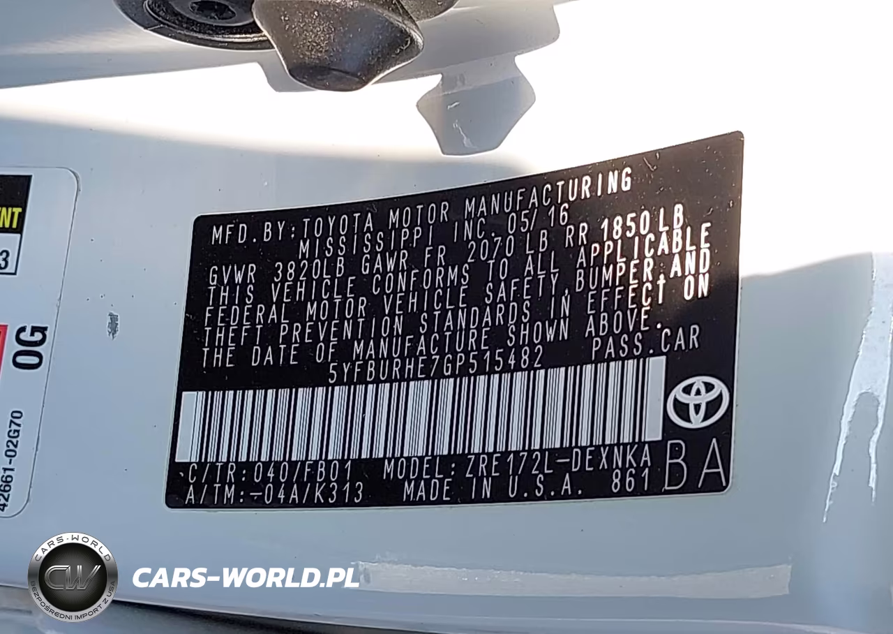 2016 Toyota Corolla Le VIN:5YFBURHE7GP515482 - 9