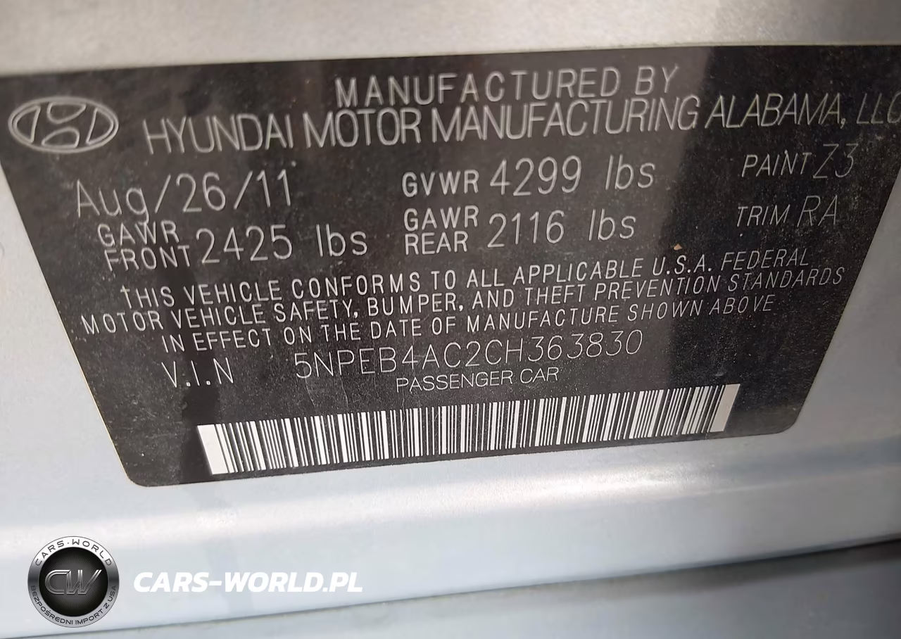 2012 Hyundai Sonata Gls VIN:5NPEB4AC2CH363830 - 9