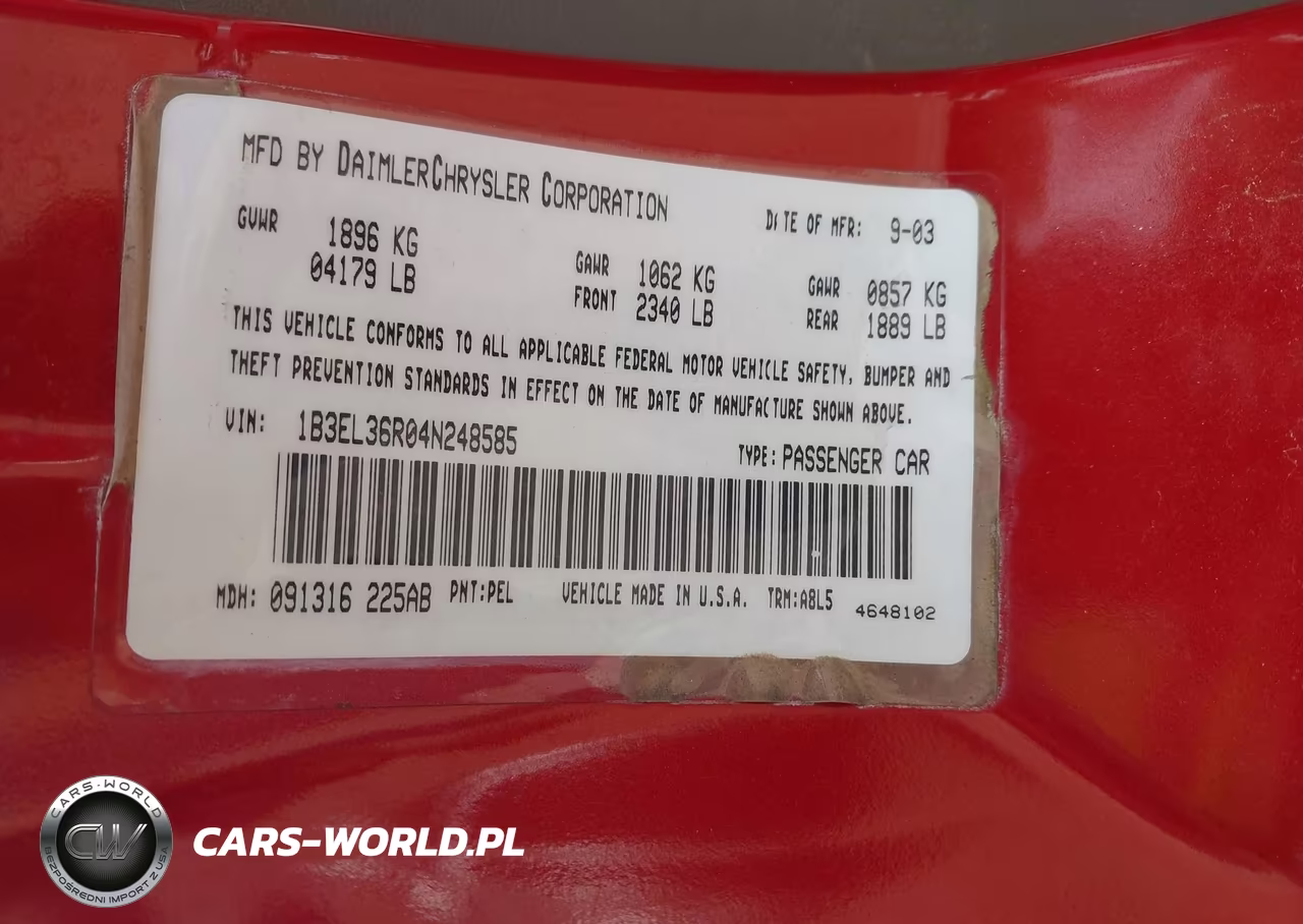 2004 Dodge Stratus Se VIN:1B3EL36R04N248585 - 9