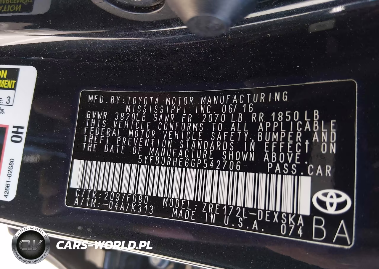 2016 Toyota Corolla S Plus VIN:5YFBURHE6GP542706 - 9
