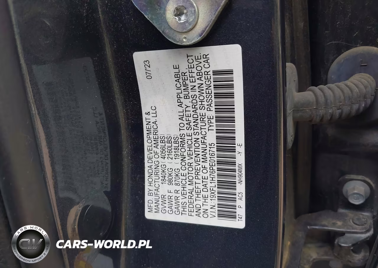 2023 Honda Civic Ex-L-Ex-L W-O Bsi VIN:19XFL1H76PE016715 - 9
