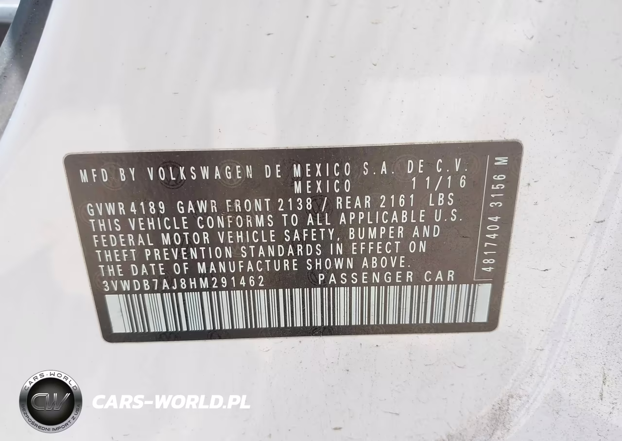 2017 Volkswagen Jetta 1.4T Se VIN:3VWDB7AJ8HM291462 - 9