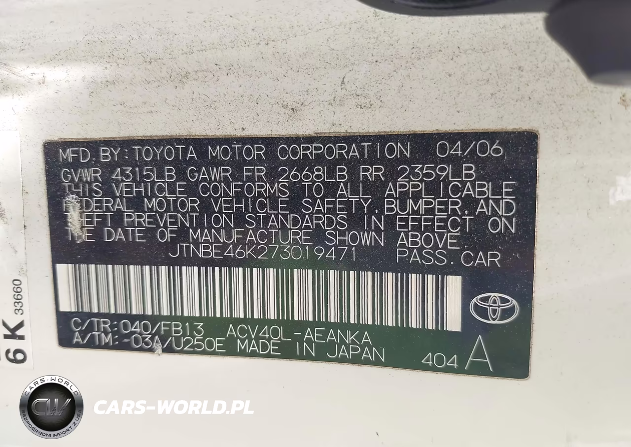 2007 Toyota Camry Ce-Le-Se-Xle VIN:JTNBE46K273019471 - 9